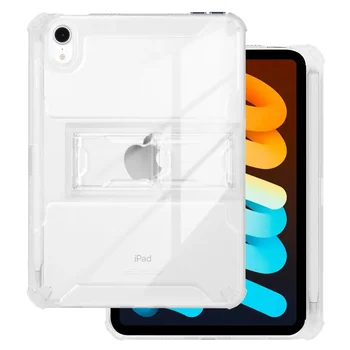 Mäkké TPU Tablet Case For iPad Mini 6 6. Generácie 8.3 Palcový 2021 S Ceruzkou Držiak Plastový Stojan Kryt