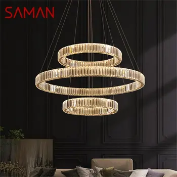 SAMAN Moderný Prívesok Lampa LED Kolo Luxusné Zlaté Závesné Dekoratívne Luster Upínacie Hotel Obývacia Izba