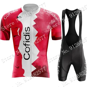 Červený Tím Cofidis 2024 Cyklistika Dres Nastaviť Mens španielsky Oblečenie Race Bike Oblek nohavice s Náprsenkou Cyklistické Kraťasy MTB Maillot Culotte