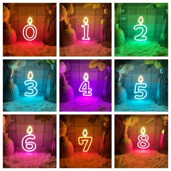 1-9 Svadby, Narodeniny Číslo Neon Led Prihlásiť Narodeniny Domova Miestnosti Dekorácie Stola Čísla Svetlá Spálňa Lampy, Svetelné Znaky