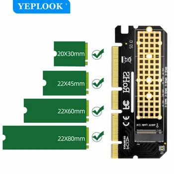 M Kľúč M. 2 NVMe NGFF do PCIe X16 X4, X8 SSD Stúpačky Adaptér s LED Indikátor Plnej Rýchlosti 6000MB/s Nie pre B Tlačidlo (SATA) Voľný Vodič