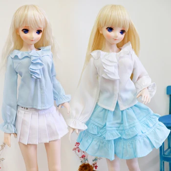 D04-B275 deti handmade hračky BJD/SD bábiky oblečenie 1/3 1/4 veľké dievča 65 cm biela modrá Dlho puzdre tričko 1pcs