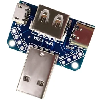1PCS 4 v 1 USB Micro Typ-C 4P 2.54 mm Konektor Adaptéra Doska Samec Samica Konektora USB Pre arduino Dosky