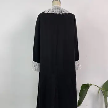 Na blízkom Východe Nové Moslimských Žien Cardigan Strapec Župan jednofarebné Šaty s Dlhým Rukávom Kimono Otvoriť Abaya Tunique Femme Musulman