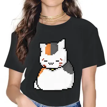 Vtipný Pixel Art, T-Shirts Ženy Okolo Krku, T Košele Natsume Yuujinchou Liečiť Anime Krátky Rukáv Tees Party Oblečenie