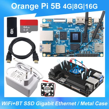 Orange Pi 5B 4G 16 g 8G RAM Jednej Palube 32G 64 G 128G 256G EMMC RK3588S WiFi+BT SSD Gigabit Ethernet Kovové puzdro Mini PC Počítač