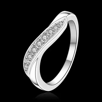 ŽENA zásnubný prsteň 925 Sterling Silver crystal diamantové prstene Módne, elegantné Svadobné Party Darčeky Kúzlo jemné Šperky značiek