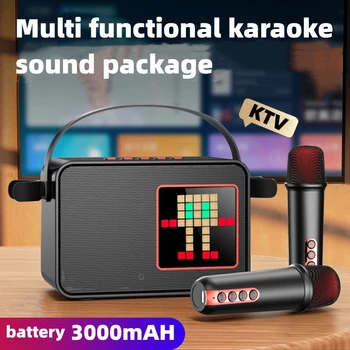 Prenosné vreckové caixa de zvuk bluetooth vonkajší bezdrôtový reproduktor, subwoofer domov KTV karaoke mikrofón karaoke mikrofón