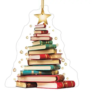 Knihy, Ozdoby Na Vianočný Stromček, Vianočné Darčeky Pre Kniha Milovníci 2D Akryl Prívesok Na Vianočný Stromček Stene Okno Auta Spätné