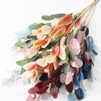 Falošné Rastliny Domov Svadobné Party Dekor Umelé Eukalyptu Leaf Dekoratívne DIY Plastové Kvet Usporiadanie