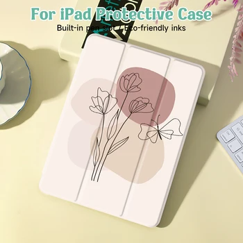 Farebný blok kvet puzdro Pre iPad Mni4/5 7.9 palcový Prípade,Pre Air3，Air4/5,Pro11 Kryt,s Ceruzkou Majiteľovi,Auto Wake/Spánku Kryt