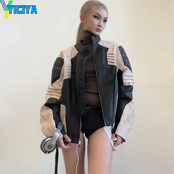 YICIYA bunda bomber ženy varsity racing násobne bundy na motocykel kabát y2k American Long Sleeve kórejský Bunda je na vysokej ulici stretol