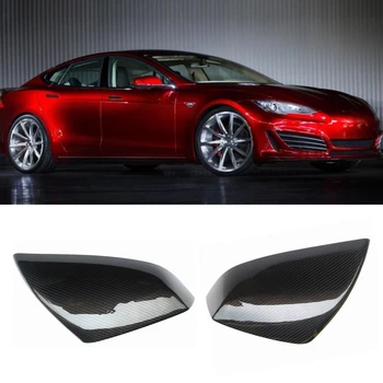 2 KS Uhlíkových Vlákien Auto Zrkadlo Pokrytie Pridať Na Vonkajšie Spätné Prípadov Spätného Chodu Škrupiny Spp Pre Tesla Model S 2021 2022