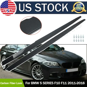 2X Uhlíkových Vlákien Vzhľad ABS Strane Sukne Panel Rozšírenie Pery Pre BMW F10 528i 11-16