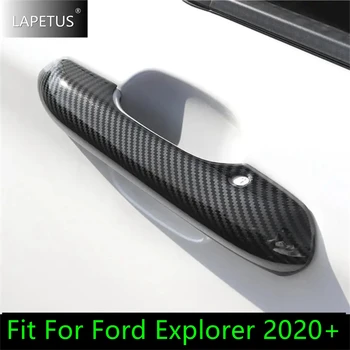 Dvere Vytiahnuť Doorknob Rukoväť Chytiť Dekor Chrániť Kryt Výbava Vhodné Pre Ford Explorer 2020 - 2023 Auto Uhlíkových Vlákien / Chrómové Doplnky