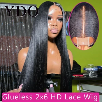 Hlboké Zapichovanie Glueless 2x6 HD Čipky Uzavretie Ľudské Vlasy, Parochne Rovno HD Transparentnej Čipky Dopredu Uzavretie Nosenie Ísť Parochne Pre Ženy