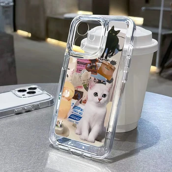 Rez Mačka Zvierat puzdro Pre iPhone 11 14 15 Pro Max 12 13 XR X XS 7 8 Plus SE 2020 14promax 13promax Silikónový Transparentný Kryt Funda