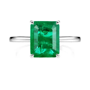 925 Sterling Silver 4 Carat Emerald Vysoko Uhlíkovej Diamantové Prstene Pre Ženy Šumivé Zapojenie Strany Jemné Šperky Darček