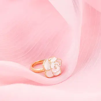 Strana Šperky Kvetinové Šperky Lady White Olej Odkvapkáva Voda Pearl Ženy Prst Prsteň Camellia Otvoriť Krúžky Retro Krúžky Kórejský Štýl Krúžky