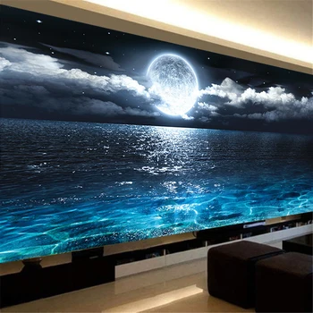 Jasný Mesiac na More V Noci Plátno Maliarske Umenie Abstraktné Obývacej Izby, Spálne, Domáce Dekorácie, Nástenné Maľby