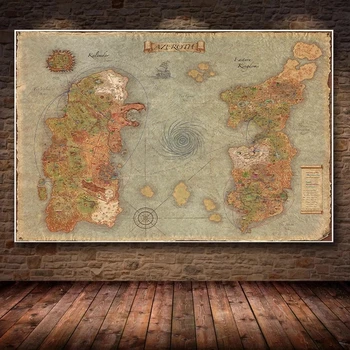 World of Warcraft Azeroth Mapu Série Plátno na Maľovanie Plagátu Estetické Plagát a Tlač Wall Art Obrázky Spálňa Domáce Dekorácie