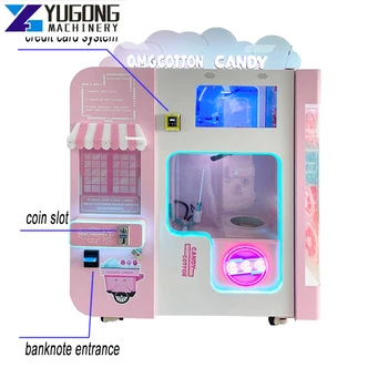 YG Najnovší Typ plne Automatické vata Automat Ružová / Modrá Obchodné Bavlna Candy Floss Stroj