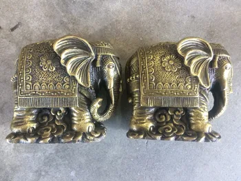 pár Čínskych bronz, mosadz Ľudovej FengShui Sľubný Bohatstvo Slon Zvierat Socha kovové remeselné domáce dekorácie