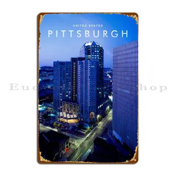 Pittsburgh Nočný Pohľad Kovová Doska Plagát Hrdzavé Dizajn Stenu Decor Železa Plakety Tin Podpísať Plagát