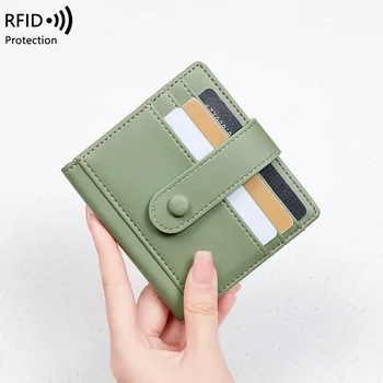 Cezhraničné Nových RFID Anti-magnetické dámsku Kabelku PU Farbou Spony, Kreditné Karty Taška Malý, Ľahký Krátke Kabelku