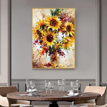 Ručne Maľované Olejomaľba Slnečnice Kvety Wall Art Dekoratívne Maľby Na Obývacia Izba Visí Maľovanie Domova