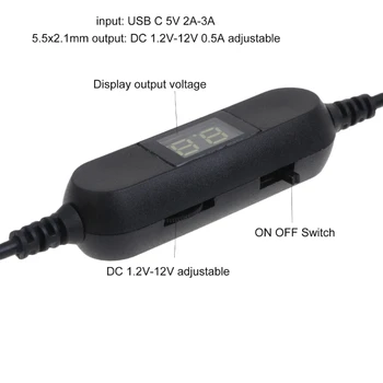 USB C, 2V 3V 4.5 V 6V 7.5 V 9V 12V Nastavenie Napätia Kábla Displeja pre Hračky Hry, LED Svietidlá a iné 2V-12V Prístroj