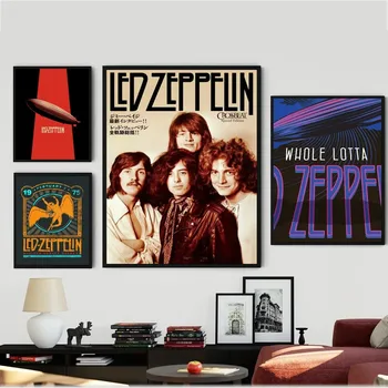 Kapela L-Led Z-Zeppelin Plagát Kraft Papier Vintage Plagát na Stenu Umenie Maľba Štúdie Estetické Umenie Malej Veľkosti samolepky na stenu