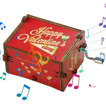 Drevené Music Box Red Vyryté Vinobranie Drevený Ručne Kľukou Music Box Jedinečný Darček Pre Milenec, Priateľ, Priateľka, Manžel, Manželka