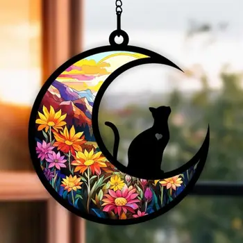 Plyšový Kamarát Spomienka Ornament Živej Visí Ozdoby Farebné Mačku/psa na Mesiac Dizajn Okna Visí Prívesok pre Domáce