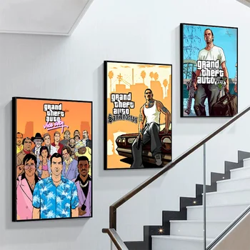 GTA 5 Grand Theft Auto Plagát samolepiace Umenie Plagátu Retro Kraft Papier, Nálepky, HOBBY Miestnosť, Bar, Kaviareň Vintage Dekoratívne Maľby