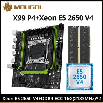 MOUGOL Nové X99 Herné základná Doska Set s procesorom Intel Xeon E5 2650 V4 CPU & DDR4 16Gx2 2133MHz ECC Pamäte RAM pre Stolné počítače