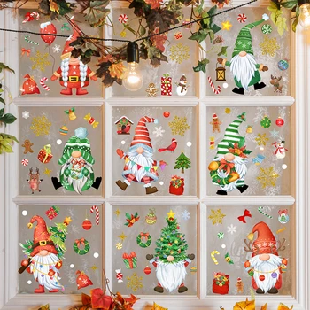 9 Listov Vianočné Okno Obopína Dekorácie-Nálepky Santa Claus, Vianočné Nálepky pre Deti Izba Vianočné Dekorácie 2024
