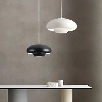 Nordic LED Prívesok Svetlo Vintage Húb Čierna Biela Železa Lampy, Obývacia Izba Štúdia Jedáleň, Kaviareň Interiéru Závesné Osvetlenie