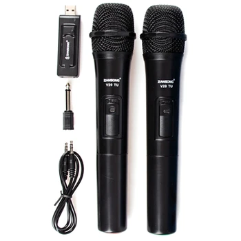 Zansong Uhf Usb 3,5 Mm Bezdrôtový Mikrofón Megaphone Ručný Mikrofón s Prijímačom pre Karaoke Reči Reproduktor V20
